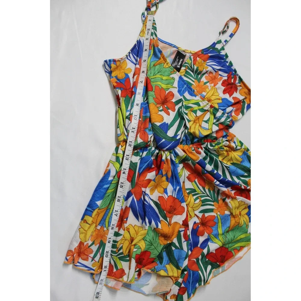 Hurley Womens Tropical Floral Romper Blue Orange Yellow Size S Small - Picture 7 of 7